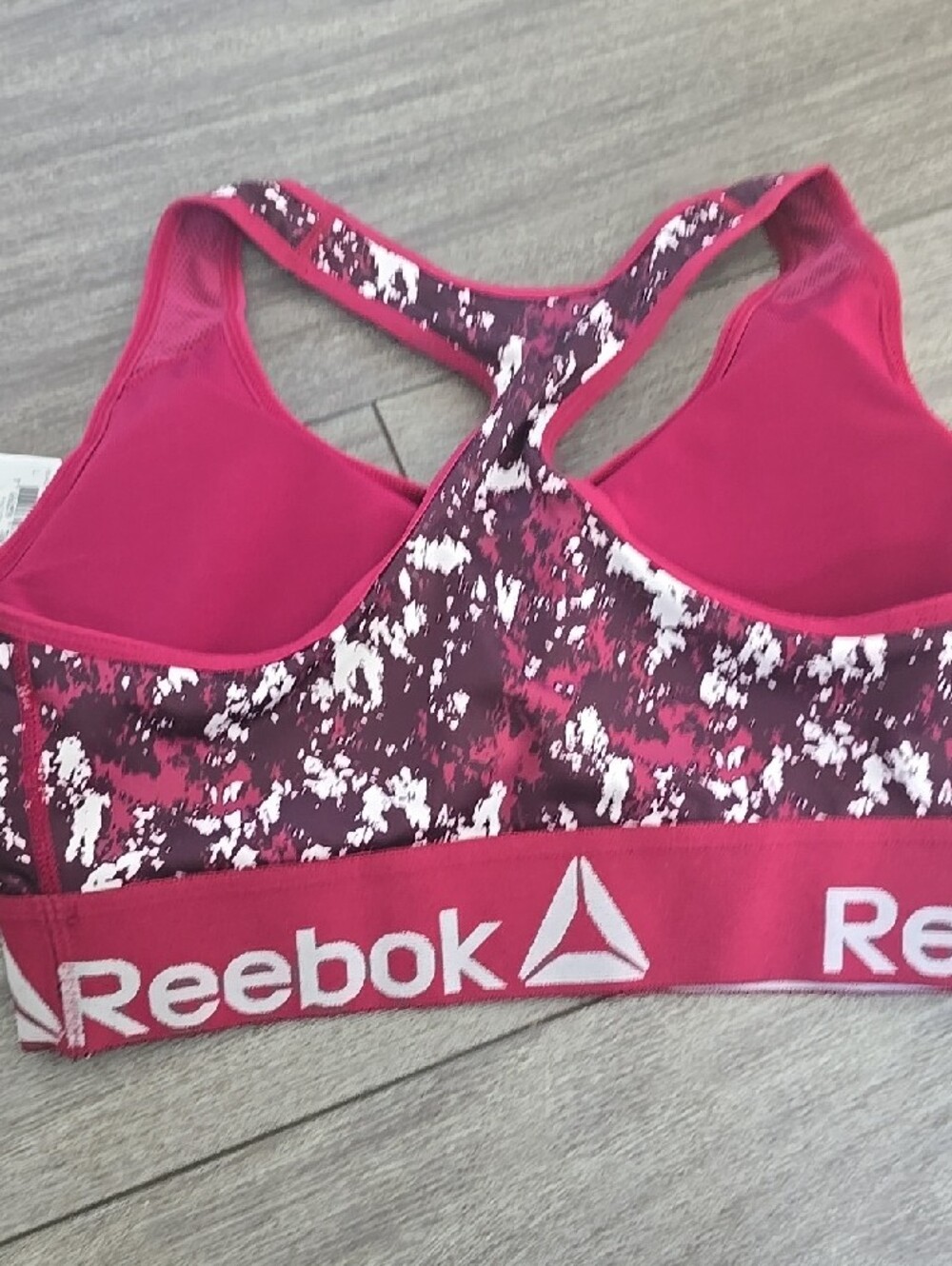 Reebok Maroon and White Patterned Racerback Sports Bra With Removable Pads - Picture 4 of 6